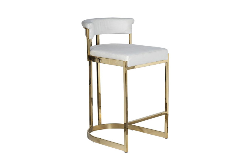 Барный стул GY-B8216GOLD-LG , велюр, светло-серый / золото  