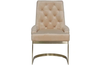 Стул 76AR-6210GOLD-BG, мягкий, велюр, бежевый / матовое золото