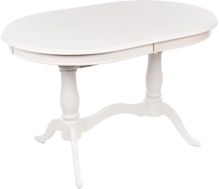 Кухонный стол раздвижной EV Elva, 120(159)x80,шпон, молочный, каркас молочный 