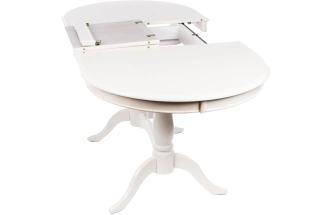 Кухонный стол раздвижной EV Elva, 120(159)x80,шпон, молочный, каркас молочный 