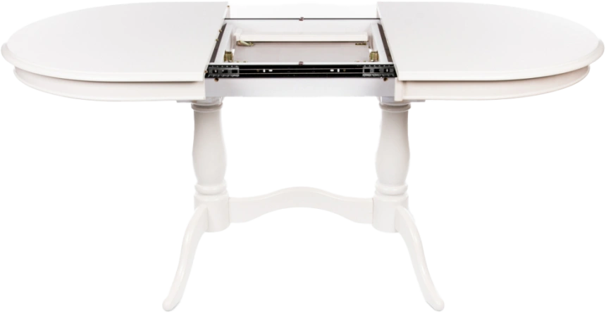 Кухонный стол раздвижной EV Elva, 120(159)x80,шпон, молочный, каркас молочный 