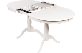 Кухонный стол раздвижной EV Elva, 120(159)x80,шпон, молочный, каркас молочный 