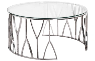 Журнальный стол 13RXCT3104-SILVER, 90x90x45, стекло, прозрачный / серебро 