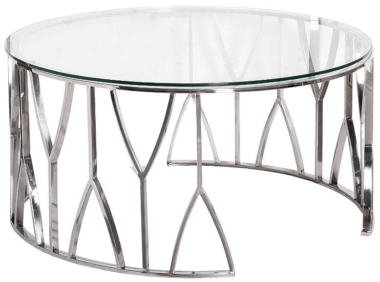Журнальный стол 13RXCT3104-SILVER, 90x90x45, стекло, прозрачный / серебро