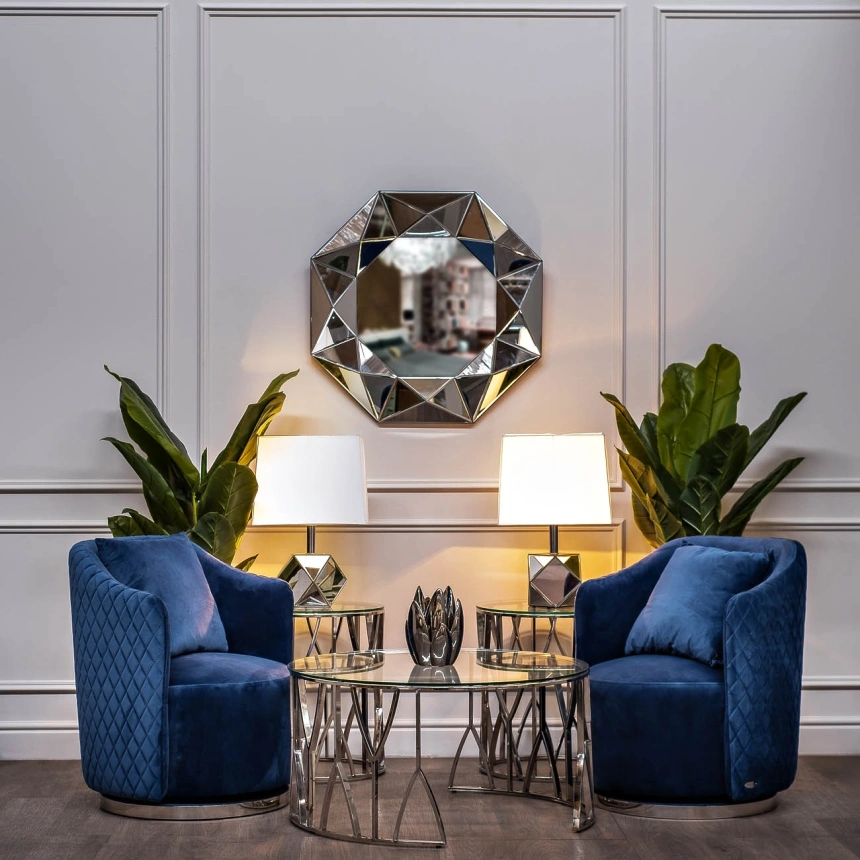 Журнальный стол 13RXCT3104-SILVER, 90x90x45, стекло, прозрачный / серебро