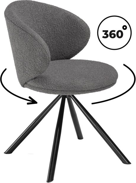 Стул Solomon, мягкий, поворотный, gray / black