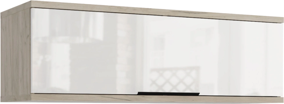 Полка навесная Альянс, 101x33x34, Дуб крафт / Белый глянец