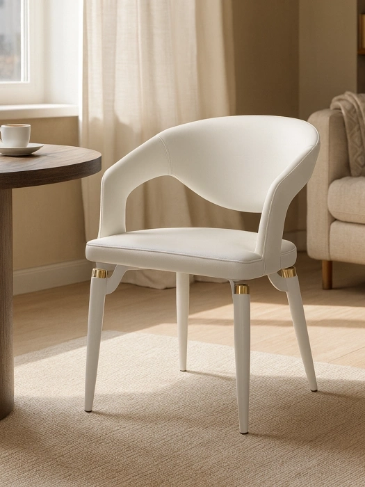 Стул-кресло Palma, мягкий, белый / белый с золотом