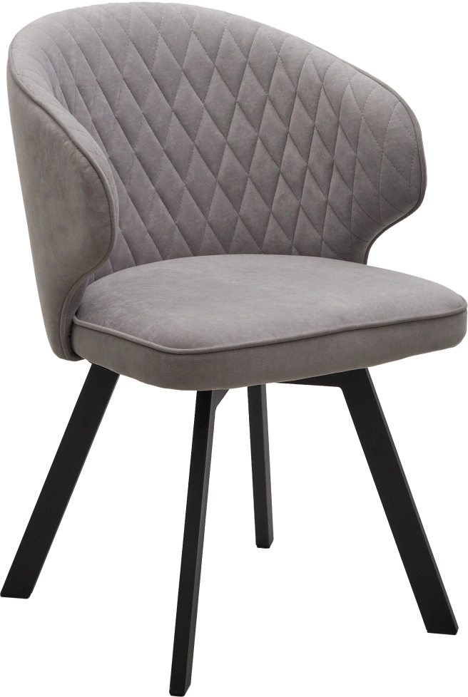Стул Skat, мягкий, поворотный, B22 серый, велюр, черный каркас
