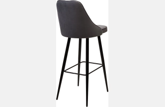 Барный стул Nepal-bar серый #27, велюр, черный каркас (H=78cm)