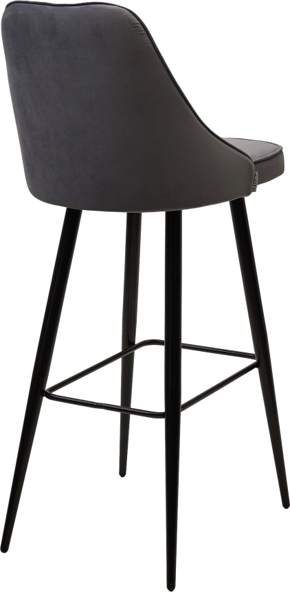 Барный стул Nepal-bar серый #27, велюр, черный каркас (H=78cm)