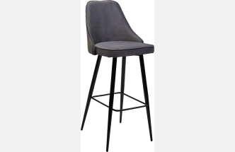 Барный стул Nepal-bar серый #27, велюр, черный каркас (H=78cm)