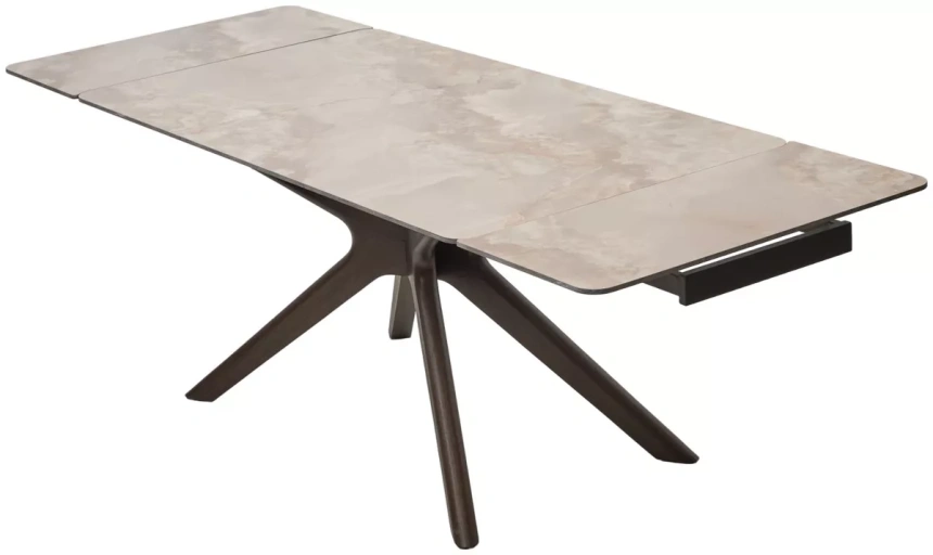 Обеденный раздвижной стол Eder 160, Gloss Amber Jade Solid Ceramic, Орех