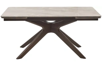 Обеденный раздвижной стол Eder 160, Gloss Amber Jade Solid Ceramic, Орех