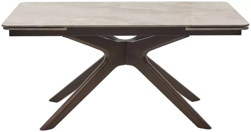 Обеденный раздвижной стол Eder 160, Gloss Amber Jade Solid Ceramic, Орех