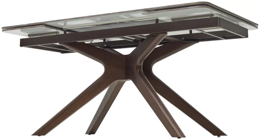 Обеденный раздвижной стол Eder 160, Gloss Amber Jade Solid Ceramic, Орех