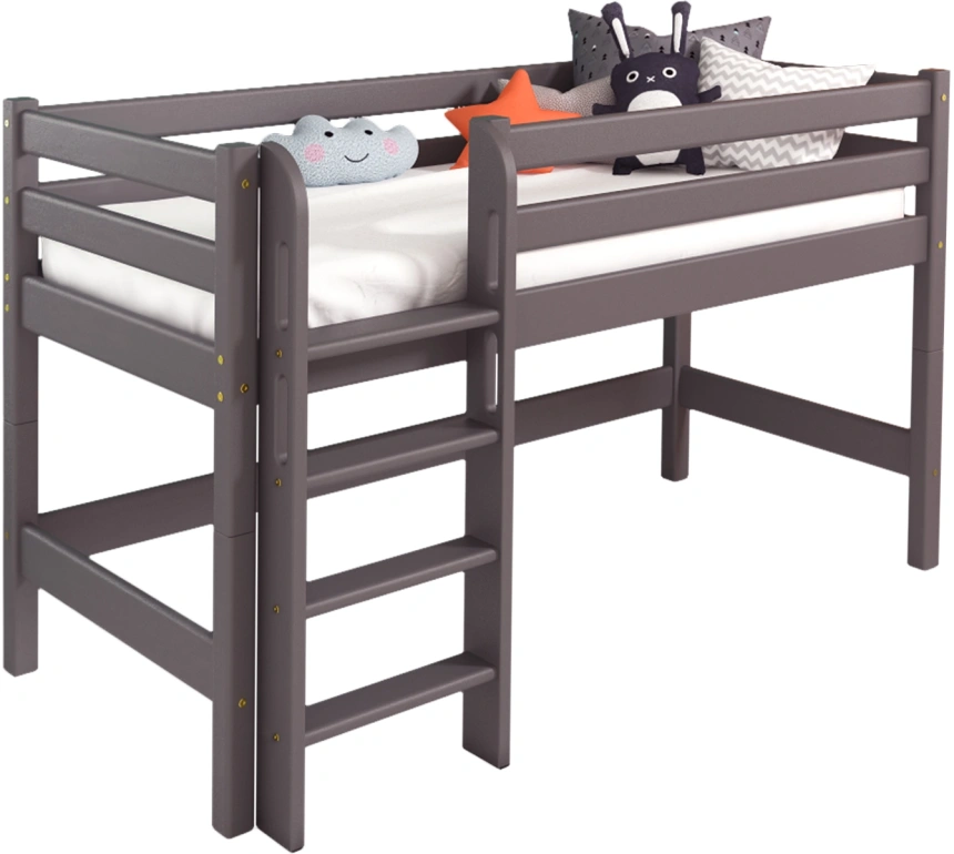 Низкая кровать-чердак Соня-11, с прямой лестницей, лаванда