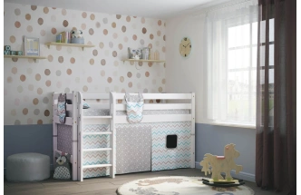 Низкая кровать-чердак Соня-11, с прямой лестницей, лаванда