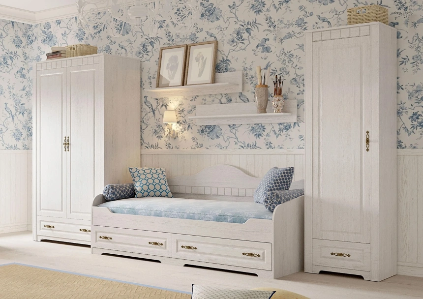 Гарнитур для детской Прованс, композиция 2, бодега белая / патина премиум