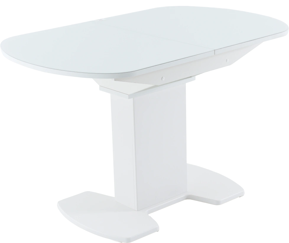 Кухонный стол Корсика, белый, стекло Opti, каркас белый
