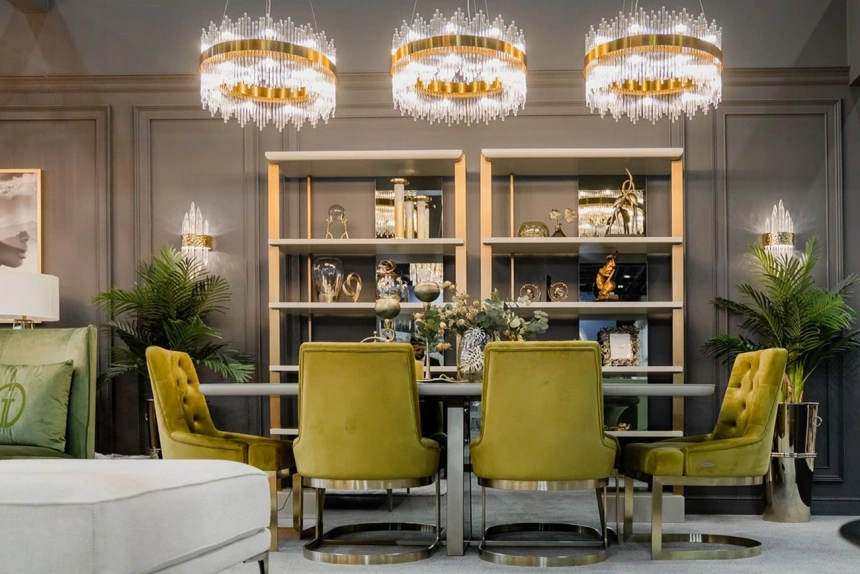 Стул 76AR-6210GOLD-OLV, мягкий, велюр, оливковый / матовое золото 