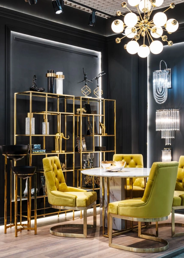 Стул 76AR-6210GOLD-OLV, мягкий, велюр, оливковый / матовое золото 