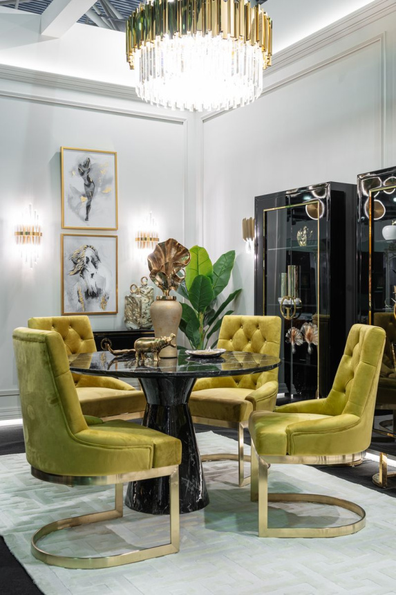 Стул 76AR-6210GOLD-OLV, мягкий, велюр, оливковый / матовое золото 