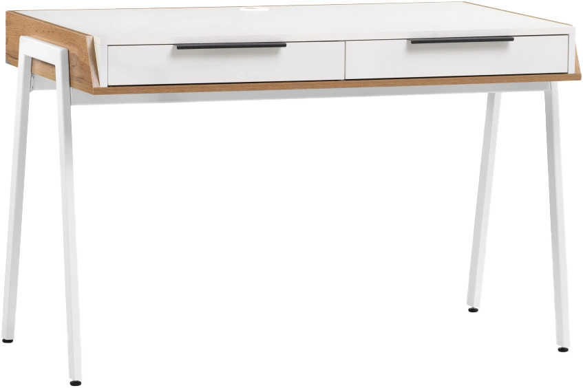 Стол письменный Рокс, с двумя ящиками, белый / дуб вотан / белый