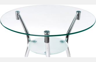 Журнальный стол Round, 59x52, стекло, прозрачный, каркас хром