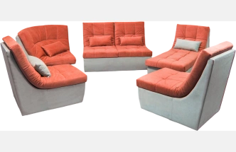 Диван угловой София 2 удлиненный, Catania flame, Catania cocoa, с задней тканью