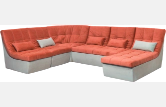Диван угловой София 2 удлиненный, Catania flame, Catania cocoa, с задней тканью