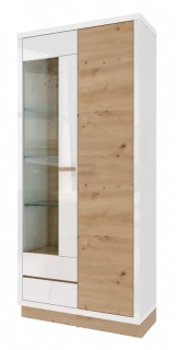 Шкаф двухдверный со стеклом Балтимор, Белый/Дуб дикий