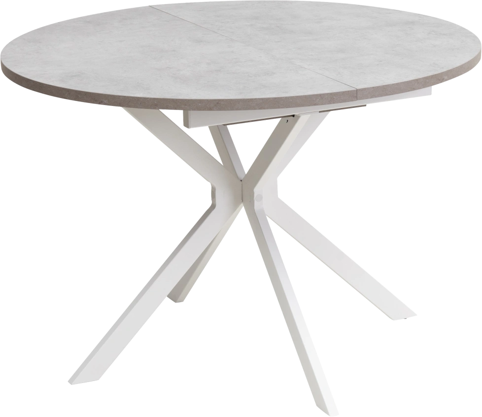 Кухонный стол раздвижной Вега D110, Бетон Чикаго светло-серый, белый каркас