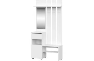 Готовая прихожая Валенсия, с зеркалом, белый текстурный