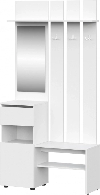 Готовая прихожая Валенсия, с зеркалом, белый текстурный