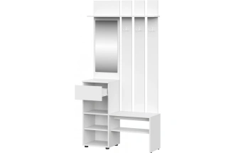 Готовая прихожая Валенсия, с зеркалом, белый текстурный