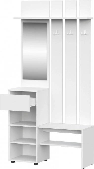 Готовая прихожая Валенсия, с зеркалом, белый текстурный