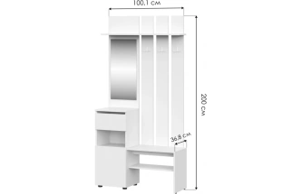 Готовая прихожая Валенсия, с зеркалом, белый текстурный