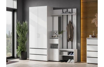 Готовая прихожая Валенсия, с зеркалом, белый текстурный