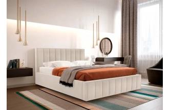 Кровать Женева 140, полутораспальная, мягкая, мора бежевый