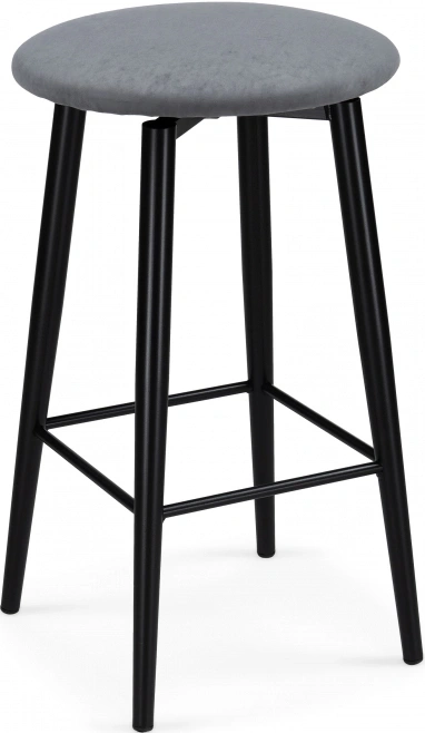 Полубарный табурет Гангток, крутящийся, сильвер / черный матовый