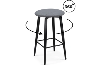 Полубарный табурет Гангток, крутящийся, сильвер / черный матовый