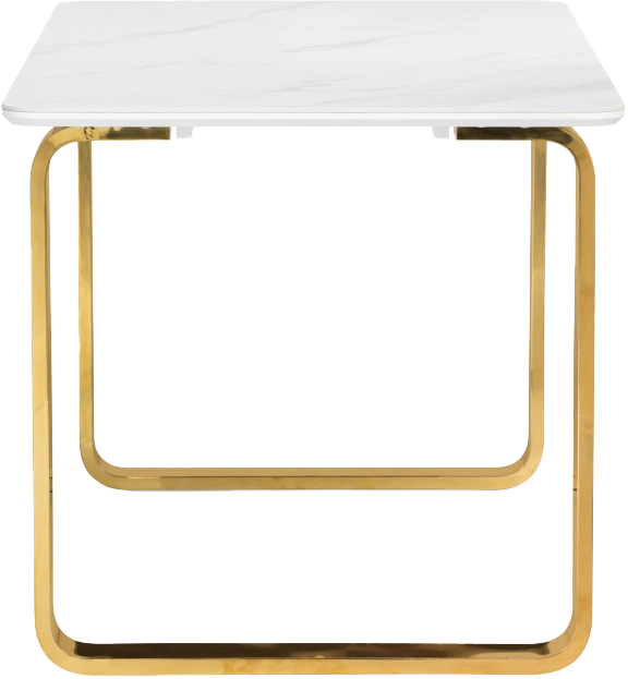 Кухонный стол Селена 4, 140x80x77, керамика, белый мрамор, каркас золотой
