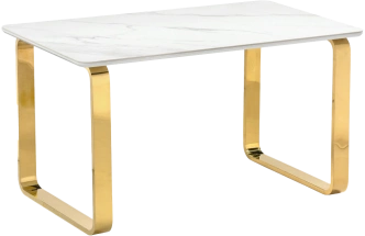 Кухонный стол Селена 4, 140x80x77, керамика, белый мрамор, каркас золотой