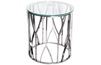 Журнальный стол 13RXET3103-SILVER , 50x50x55, стекло, прозрачный / серебро 