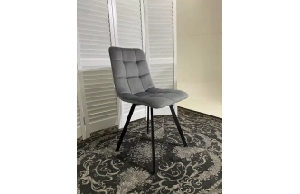 Стул Chilli Square, мягкий, Bluvel-14 серый, велюр, черный каркас