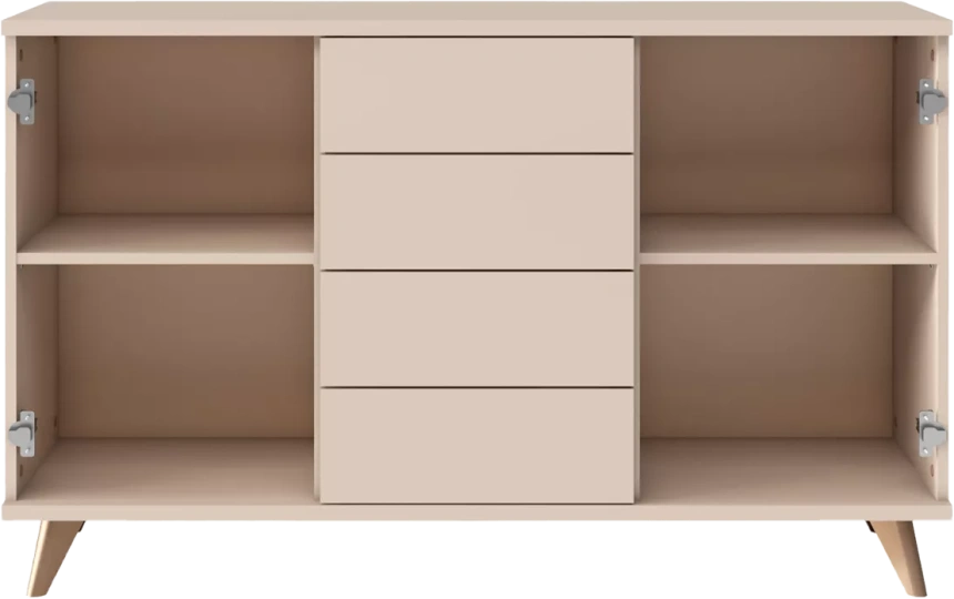 Комод Хармони, 2 двери, 4 ящика, Бежевый / Древесный