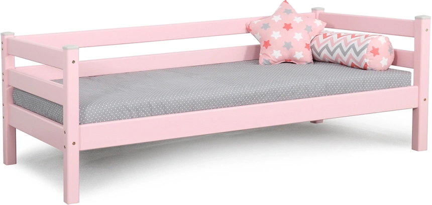 Кровать детская Соня-2, с задней защитой, розовый