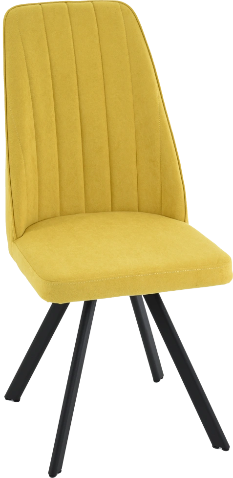 Стул Silvio, мягкий со спинкой, желтый, велюр, черный каркас 