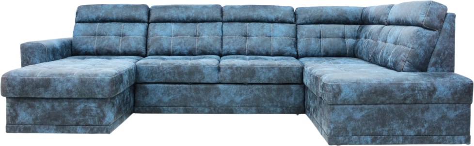 Диван модульный П-образный Мартин, цвет Маборо 16 голубой, с задней тканью